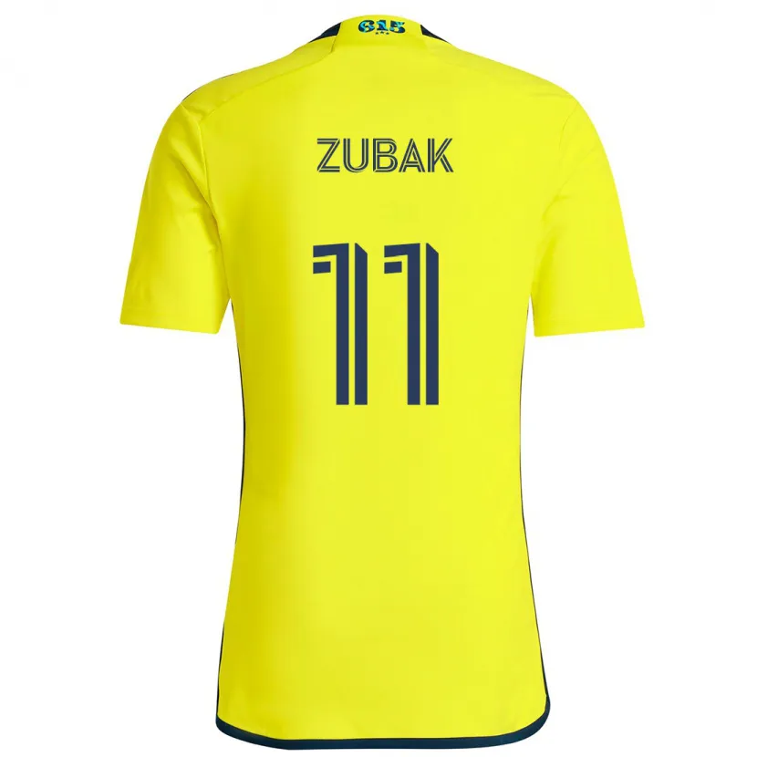 Danxen Homme Maillot Ethan Zubak #11 Jaune Bleu Tenues Domicile 2024/25 T-Shirt