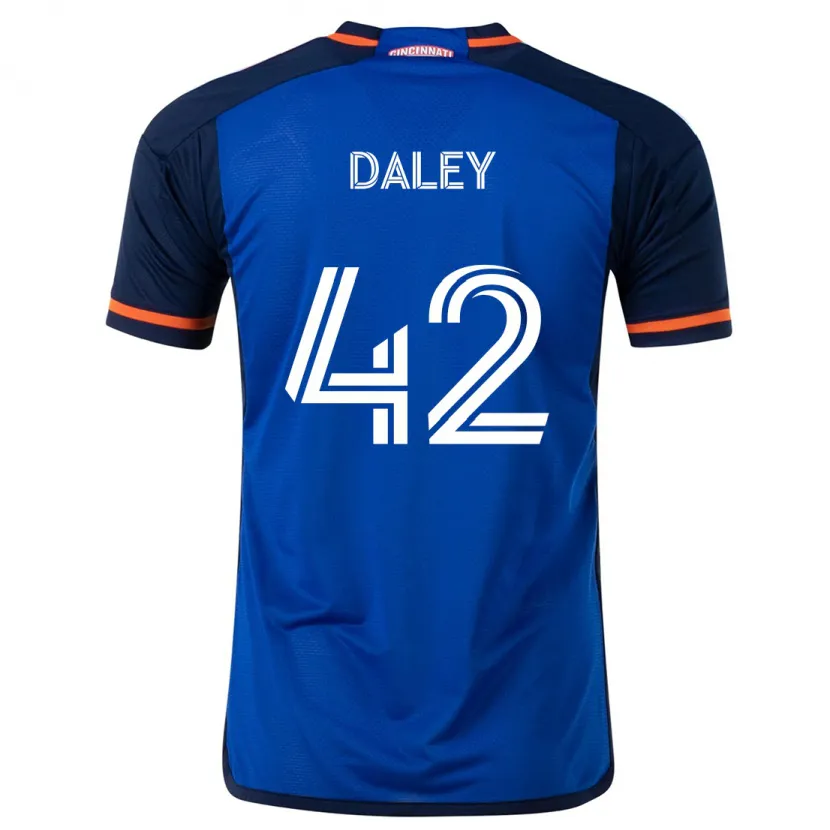 Danxen Homme Maillot Amir Daley #42 Bleu Blanc Tenues Domicile 2024/25 T-Shirt