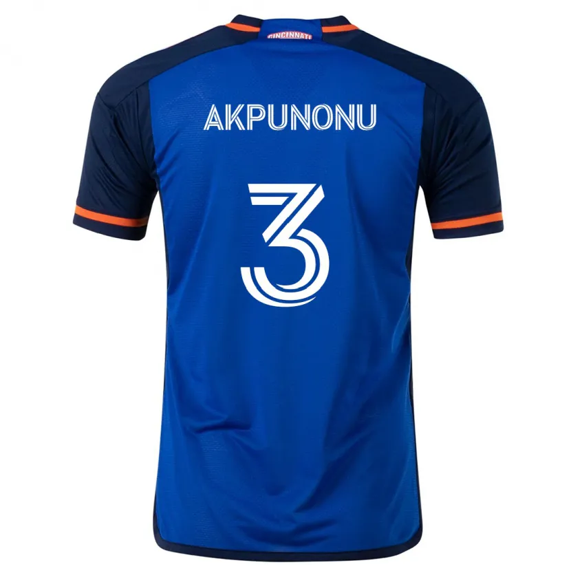 Danxen Homme Maillot Joey Akpunonu #3 Bleu Blanc Tenues Domicile 2024/25 T-Shirt