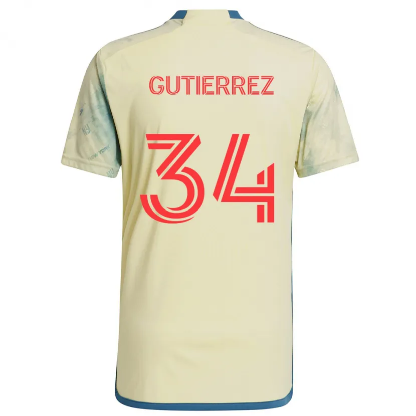 Danxen Homme Maillot Juan Gutiérrez #34 Jaune Rouge Bleu Tenues Domicile 2024/25 T-Shirt