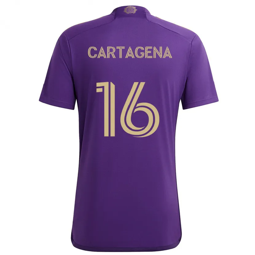 Danxen Homme Maillot Wilder Cartagena #16 Violet Jaune Tenues Domicile 2024/25 T-Shirt