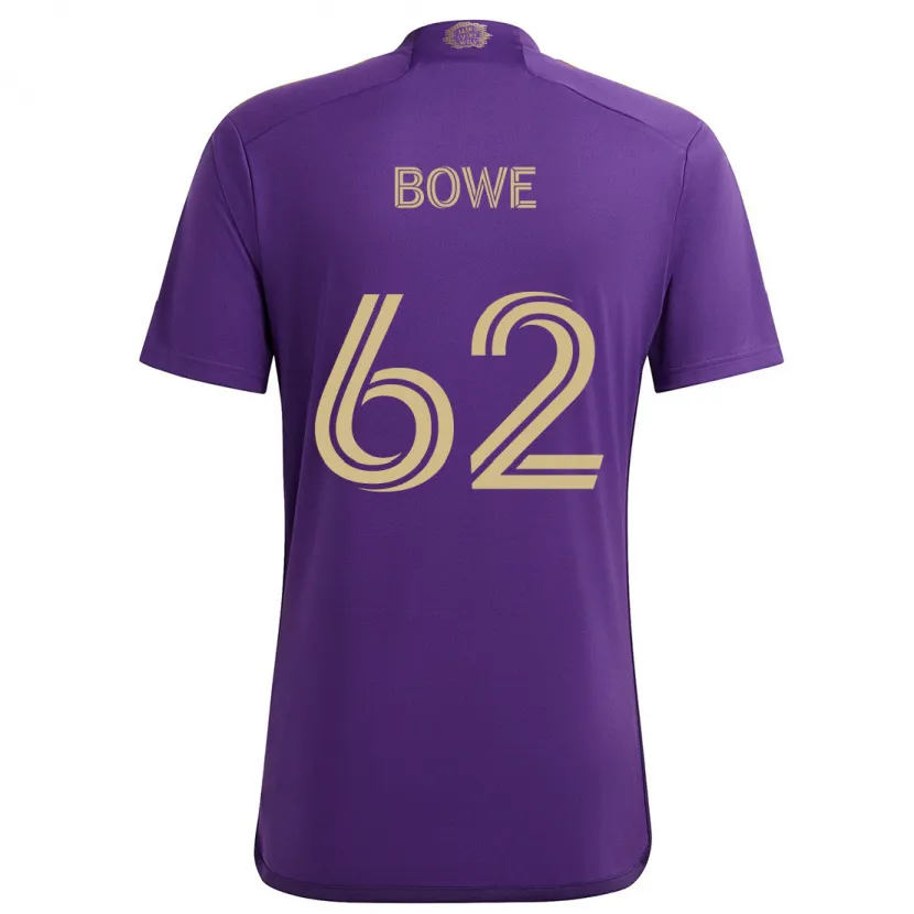 Danxen Homme Maillot Thomas Bowe #62 Violet Jaune Tenues Domicile 2024/25 T-Shirt