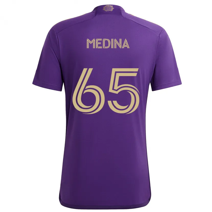 Danxen Homme Maillot Cristian Medina #65 Violet Jaune Tenues Domicile 2024/25 T-Shirt