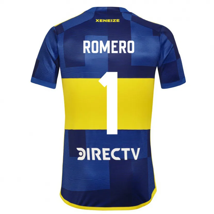 Danxen Homme Maillot Sergio Romero #1 Bleu Jaune Tenues Domicile 2024/25 T-Shirt