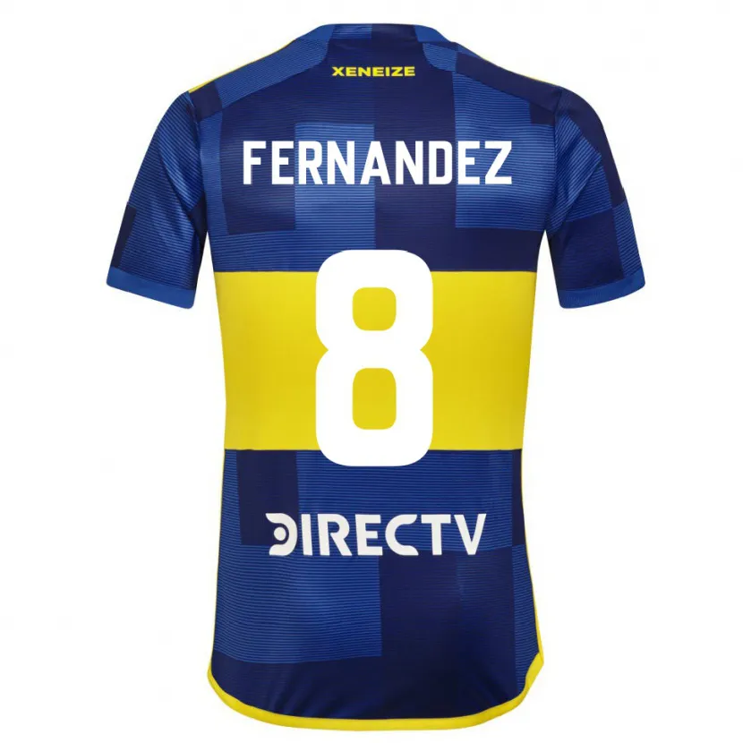 Danxen Homme Maillot Pol Fernández #8 Bleu Jaune Tenues Domicile 2024/25 T-Shirt