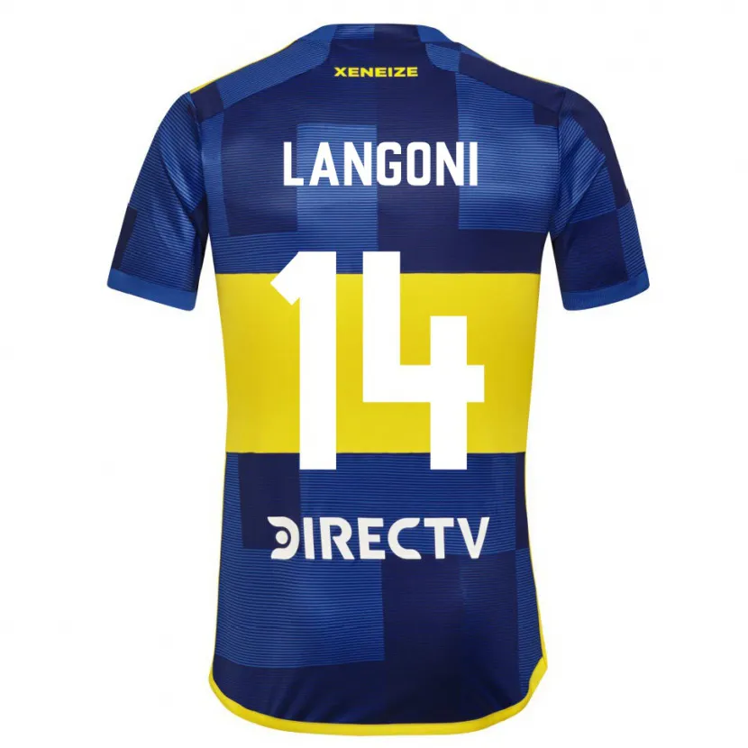 Danxen Homme Maillot Luca Langoni #14 Bleu Jaune Tenues Domicile 2024/25 T-Shirt