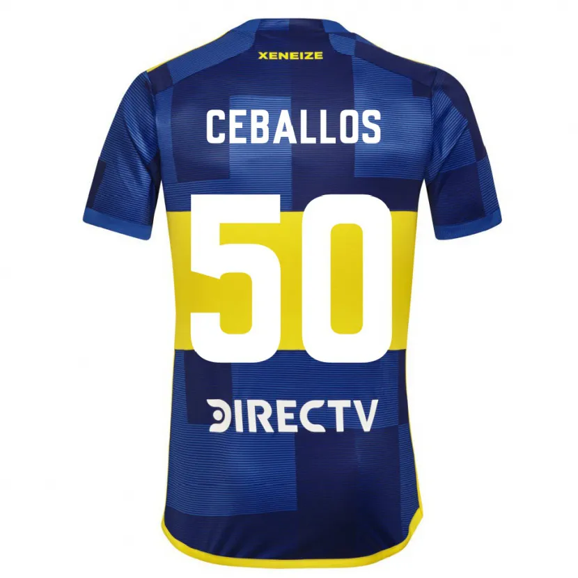 Danxen Homme Maillot Julián Ceballos #50 Bleu Jaune Tenues Domicile 2024/25 T-Shirt