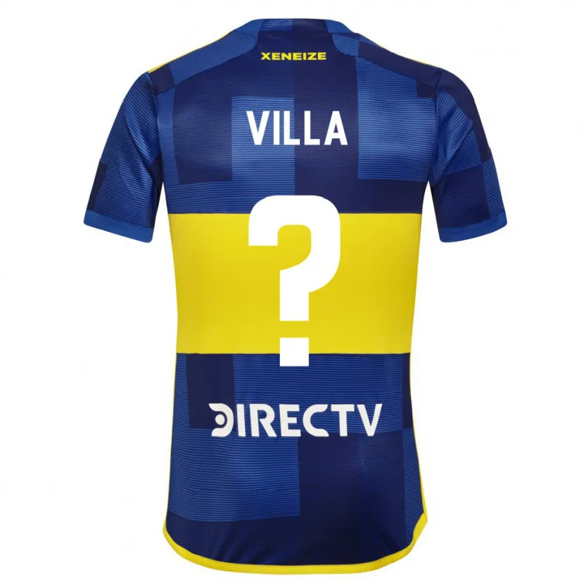 Danxen Homme Maillot Sebastián Villa #0 Bleu Jaune Tenues Domicile 2024/25 T-Shirt