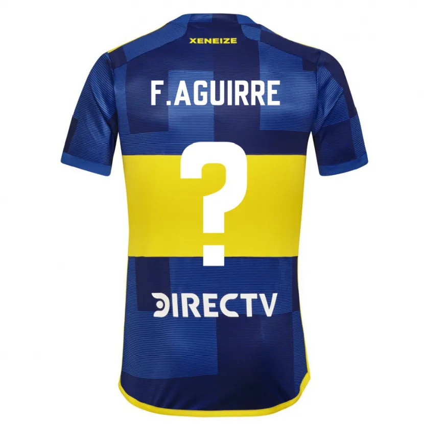 Danxen Homme Maillot Federico Aguirre #0 Bleu Jaune Tenues Domicile 2024/25 T-Shirt