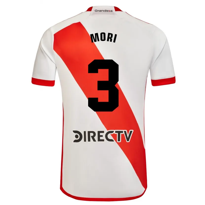 Danxen Homme Maillot Ramiro Funes Mori #3 Blanc Rouge Tenues Domicile 2024/25 T-Shirt