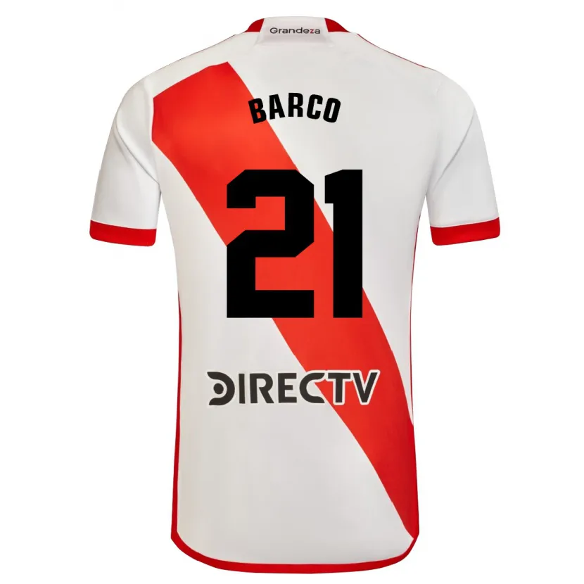 Danxen Homme Maillot Esequiel Barco #21 Blanc Rouge Tenues Domicile 2024/25 T-Shirt