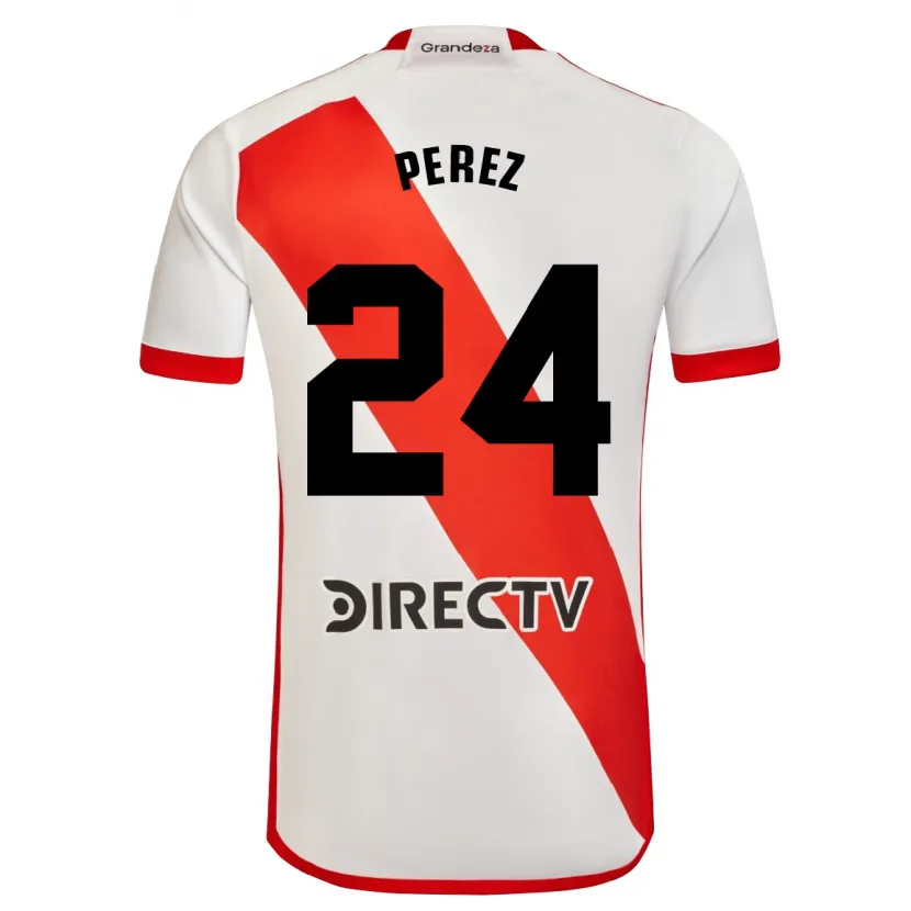 Danxen Homme Maillot Enzo Pérez #24 Blanc Rouge Tenues Domicile 2024/25 T-Shirt