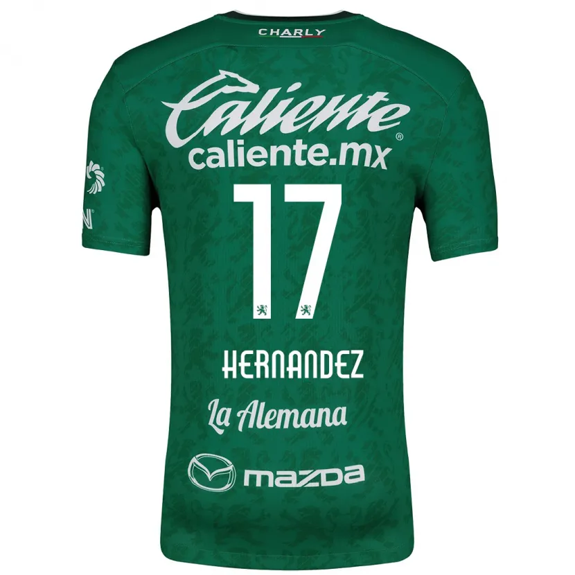 Danxen Homme Maillot Daniel Hernández #17 Vert Blanc Tenues Domicile 2024/25 T-Shirt