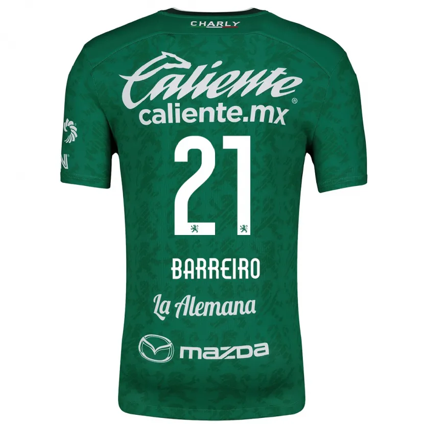 Danxen Homme Maillot Stiven Barreiro #21 Vert Blanc Tenues Domicile 2024/25 T-Shirt