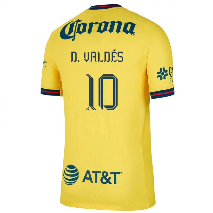 Danxen Homme Maillot Diego Valdés #10 Jaune Bleu Tenues Domicile 2024/25 T-Shirt