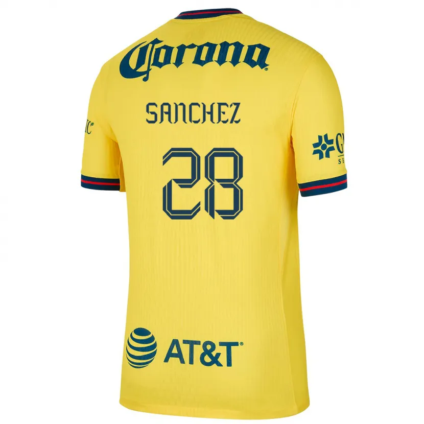 Danxen Homme Maillot Érick Sánchez #28 Jaune Bleu Tenues Domicile 2024/25 T-Shirt