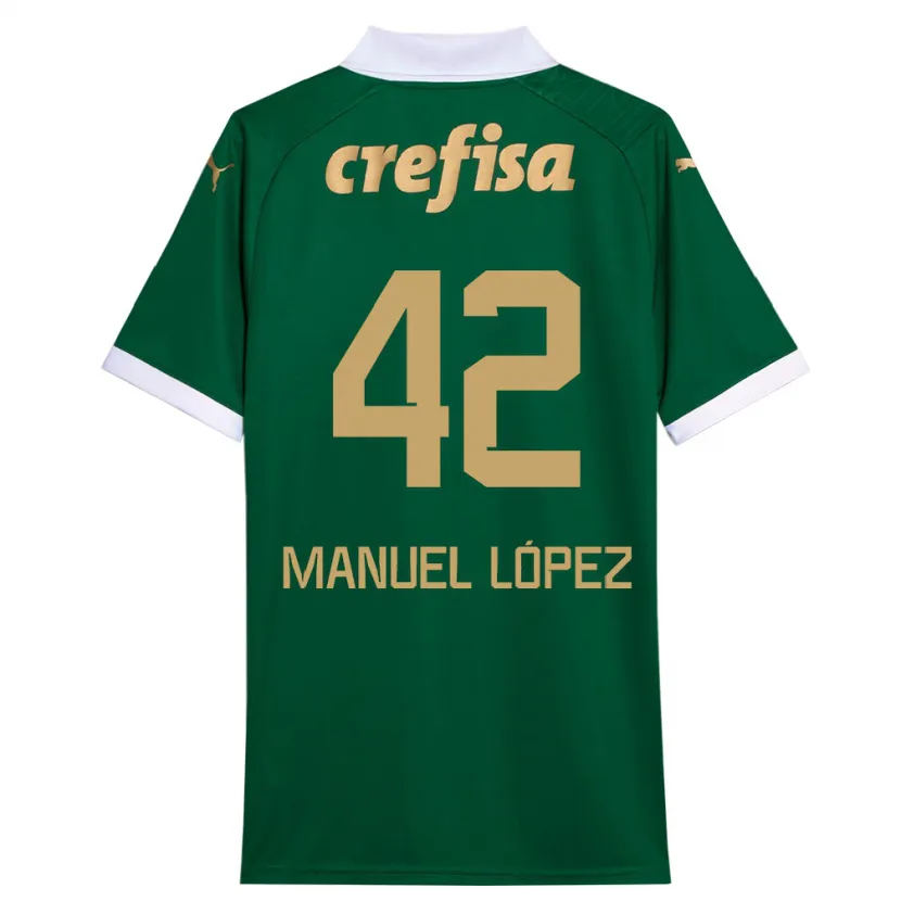 Danxen Homme Maillot José Manuel López #42 Vert Blanc Tenues Domicile 2024/25 T-Shirt