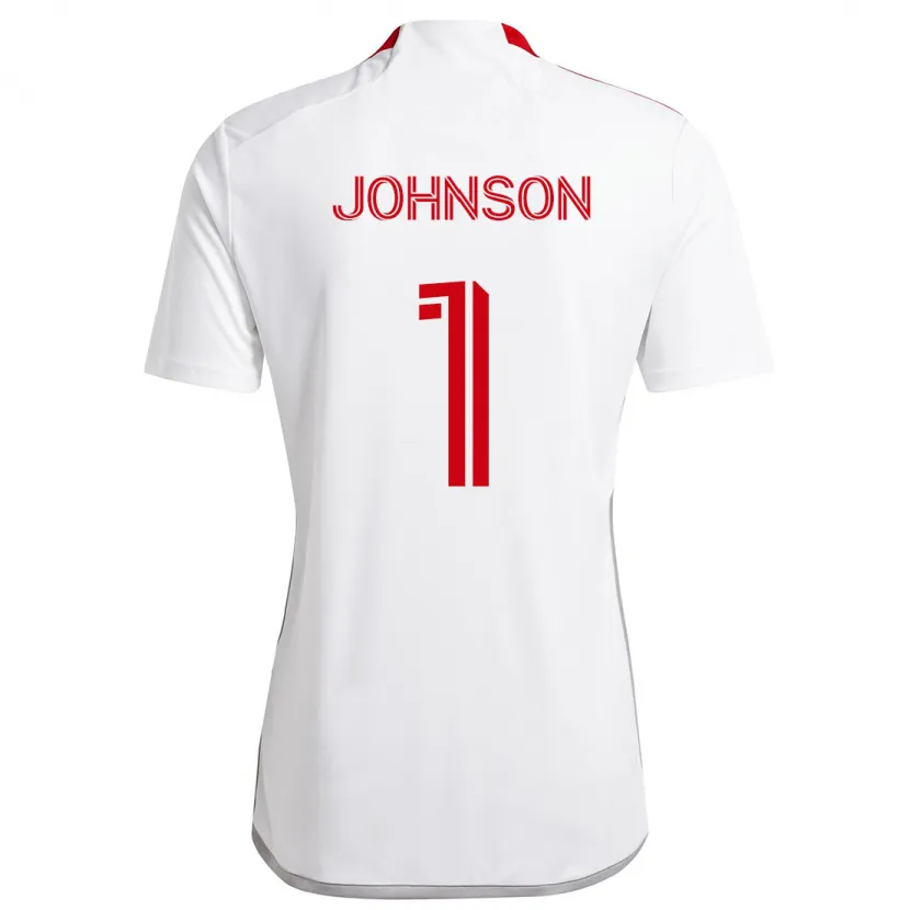 Danxen Homme Maillot Sean Johnson #1 Blanc Rouge Tenues Extérieur 2024/25 T-Shirt