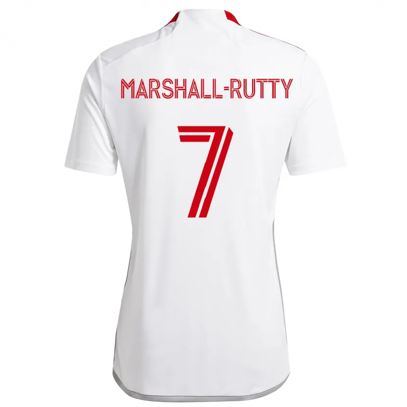 Danxen Homme Maillot Jahkeele Marshall-Rutty #7 Blanc Rouge Tenues Extérieur 2024/25 T-Shirt