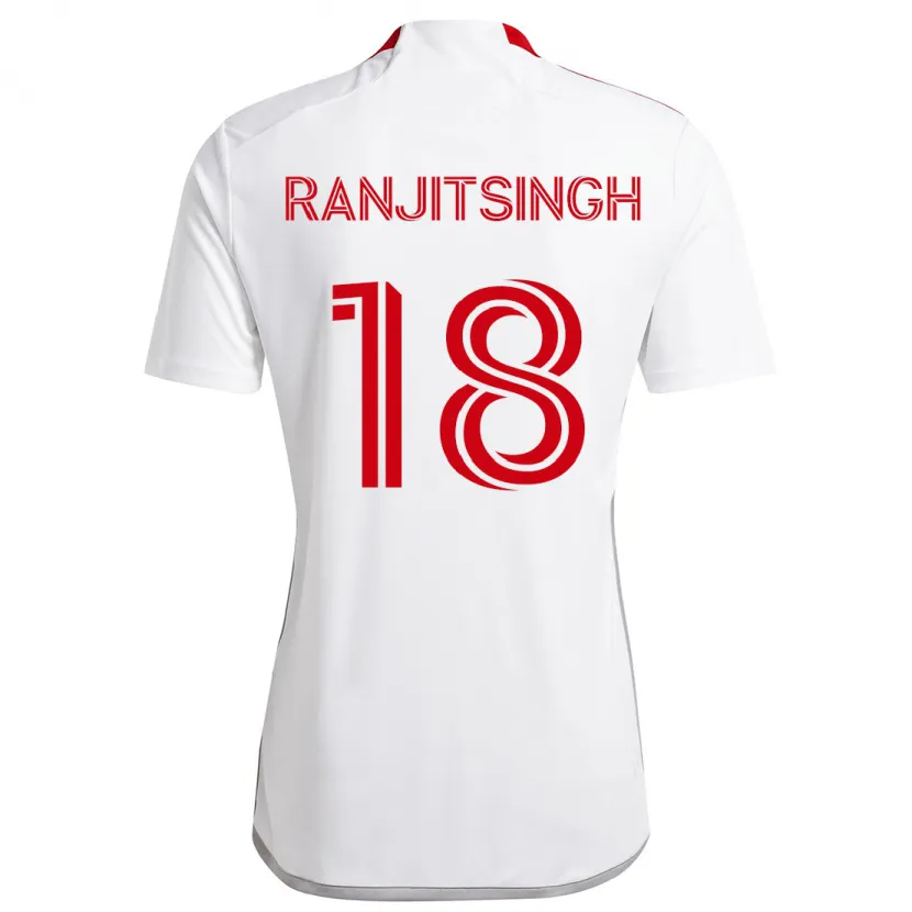 Danxen Homme Maillot Greg Ranjitsingh #18 Blanc Rouge Tenues Extérieur 2024/25 T-Shirt