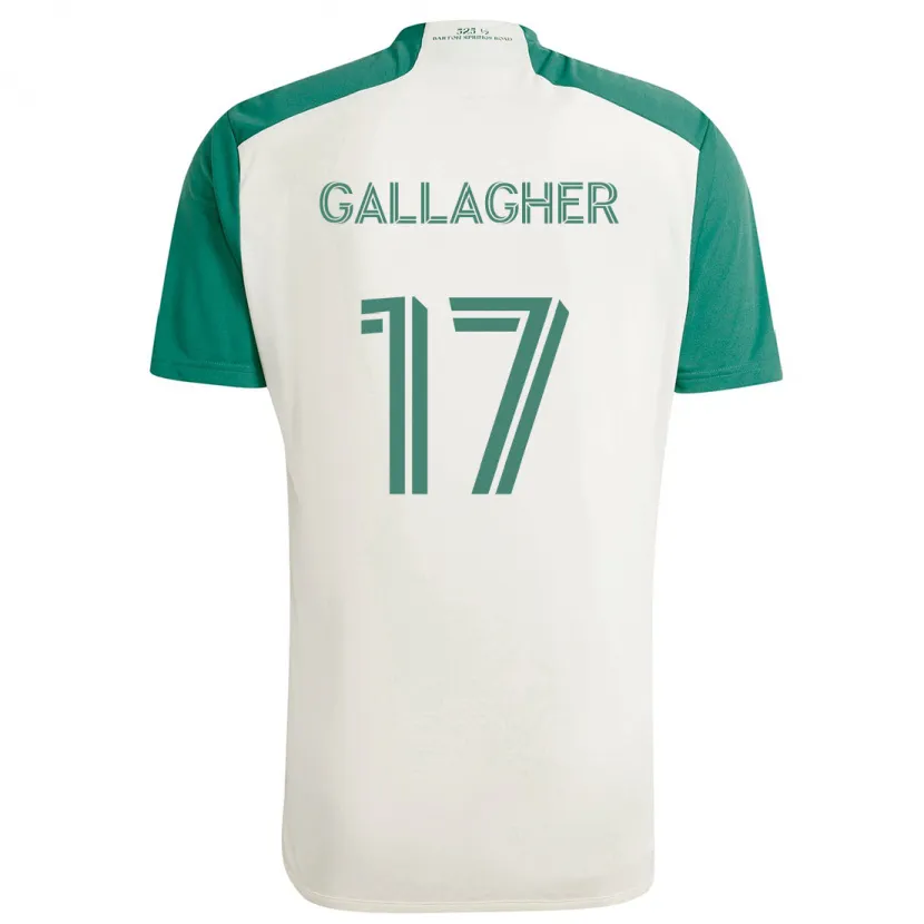 Danxen Homme Maillot Jon Gallagher #17 Couleurs Beiges Vert Tenues Extérieur 2024/25 T-Shirt