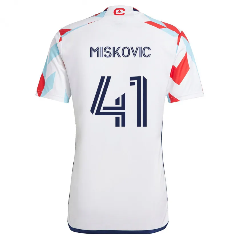 Danxen Homme Maillot Mihajlo Miskovic #41 Blanc Rouge Bleu Tenues Extérieur 2024/25 T-Shirt