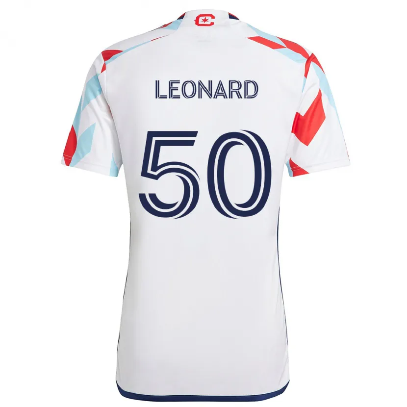 Danxen Homme Maillot Eric Leonard #50 Blanc Rouge Bleu Tenues Extérieur 2024/25 T-Shirt