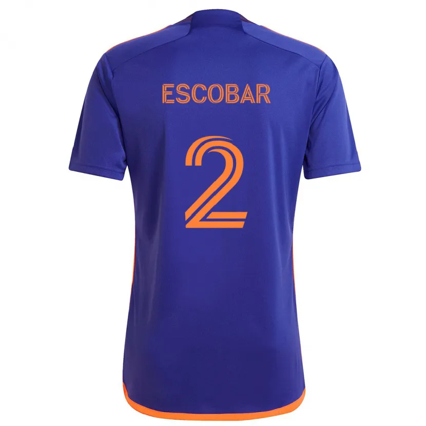 Danxen Homme Maillot Franco Escobar #2 Violet Orange Tenues Extérieur 2024/25 T-Shirt