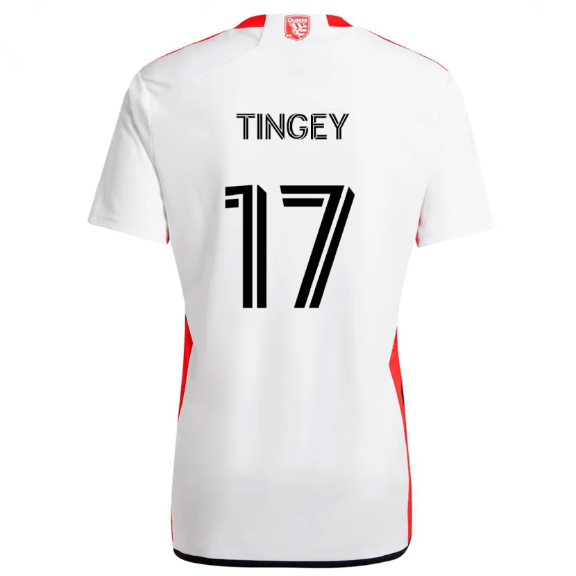 Danxen Homme Maillot Keegan Tingey #17 Blanc Rouge Tenues Extérieur 2024/25 T-Shirt