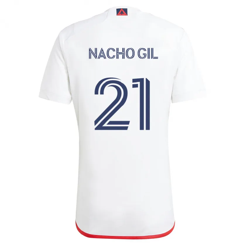 Danxen Homme Maillot Nacho Gil #21 Blanc Rouge Tenues Extérieur 2024/25 T-Shirt