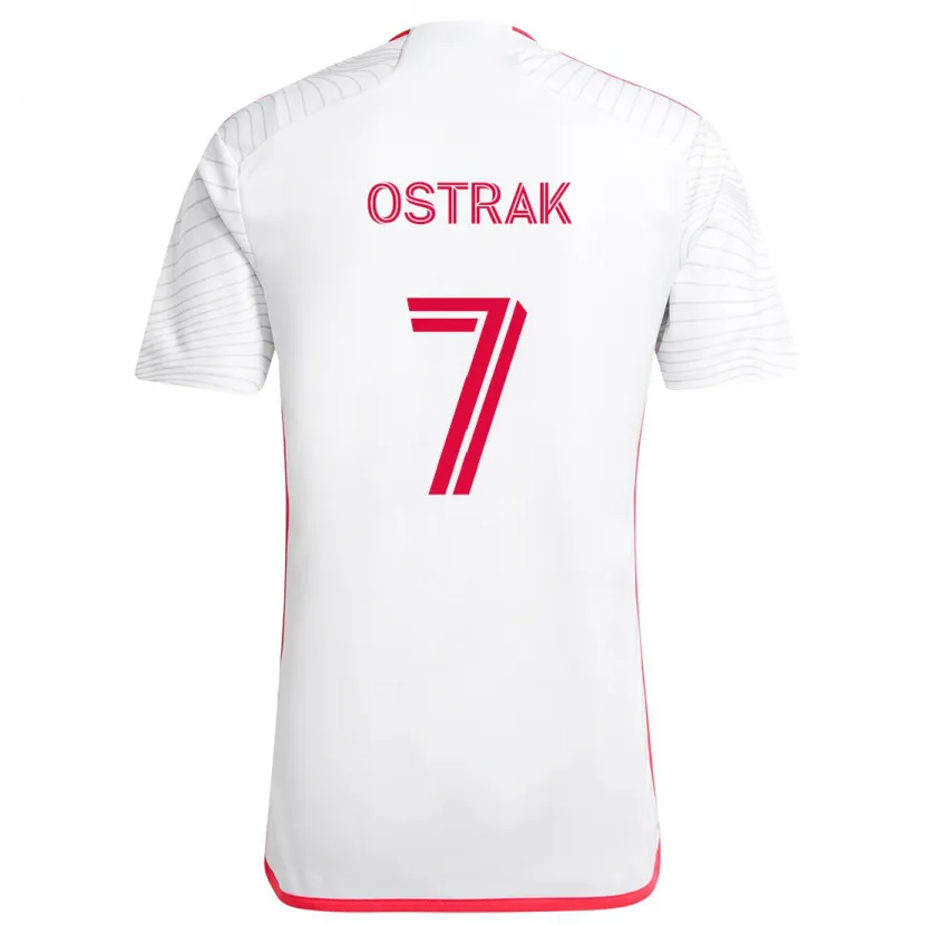 Danxen Homme Maillot Tomás Ostrák #7 Blanc Rouge Tenues Extérieur 2024/25 T-Shirt