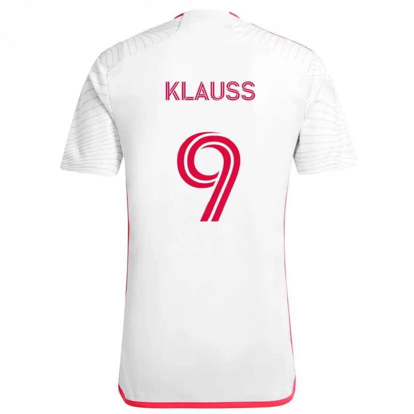 Danxen Homme Maillot João Klauss #9 Blanc Rouge Tenues Extérieur 2024/25 T-Shirt