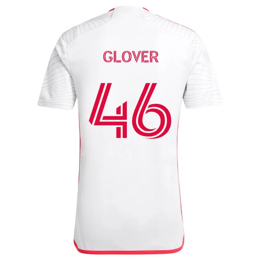 Danxen Homme Maillot Caden Glover #46 Blanc Rouge Tenues Extérieur 2024/25 T-Shirt