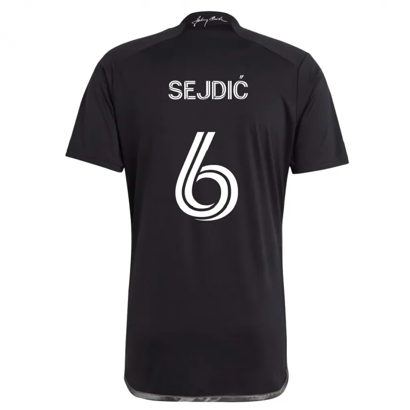 Danxen Homme Maillot Amar Sejdić #6 Noir Tenues Extérieur 2024/25 T-Shirt