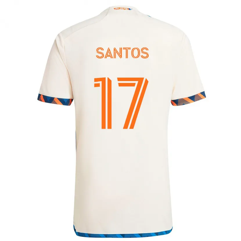 Danxen Homme Maillot Sergio Santos #17 Blanc Orange Tenues Extérieur 2024/25 T-Shirt