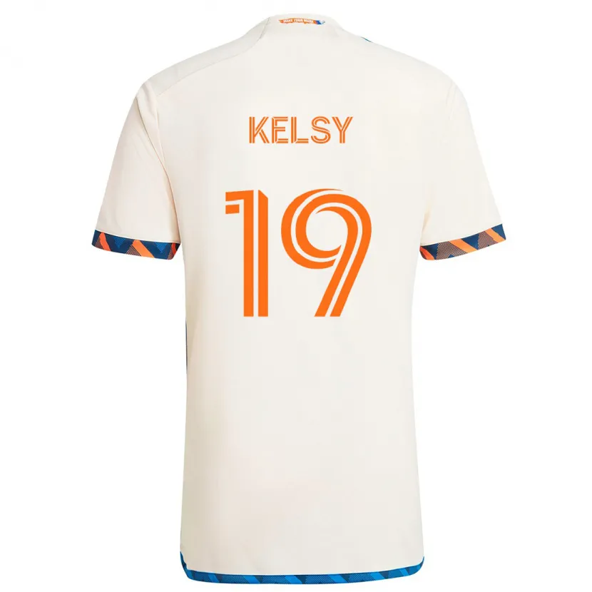 Danxen Homme Maillot Kevin Kelsy #19 Blanc Orange Tenues Extérieur 2024/25 T-Shirt