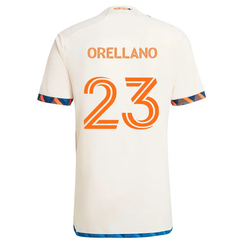 Danxen Homme Maillot Luca Orellano #23 Blanc Orange Tenues Extérieur 2024/25 T-Shirt