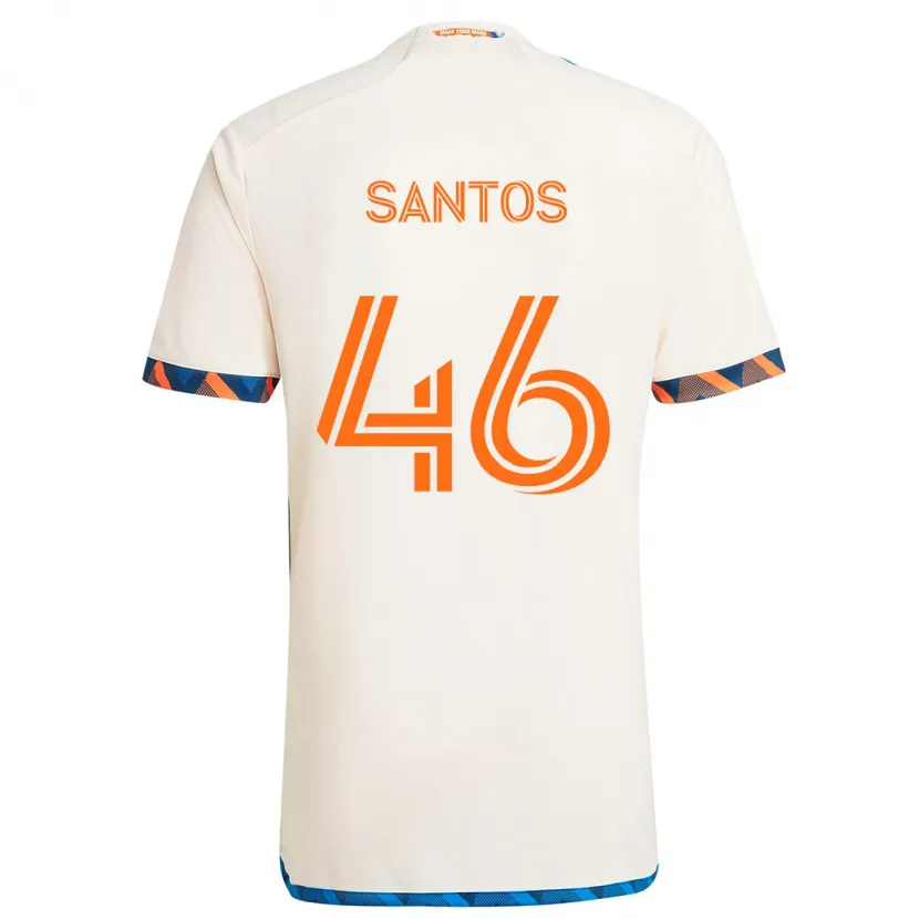 Danxen Homme Maillot Guilherme Santos #46 Blanc Orange Tenues Extérieur 2024/25 T-Shirt