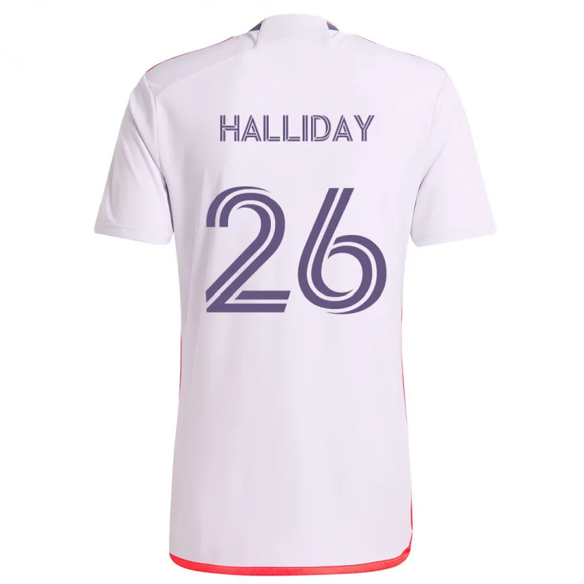 Danxen Homme Maillot Michael Halliday #26 Blanc Rouge Violet Tenues Extérieur 2024/25 T-Shirt