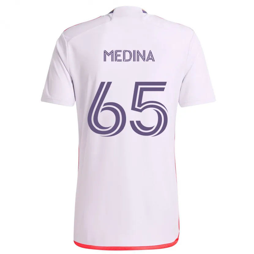 Danxen Homme Maillot Cristian Medina #65 Blanc Rouge Violet Tenues Extérieur 2024/25 T-Shirt