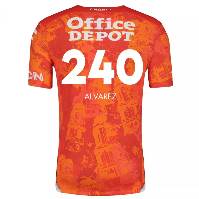 Danxen Homme Maillot Gael Álvarez #240 Orange White Tenues Extérieur 2024/25 T-Shirt