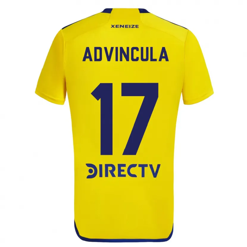 Danxen Homme Maillot Luis Advíncula #17 Jaune Bleu Tenues Extérieur 2024/25 T-Shirt