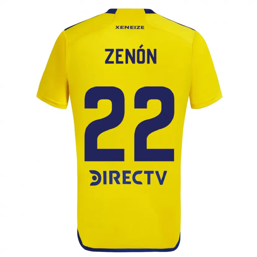 Danxen Homme Maillot Kevin Zenón #22 Jaune Bleu Tenues Extérieur 2024/25 T-Shirt