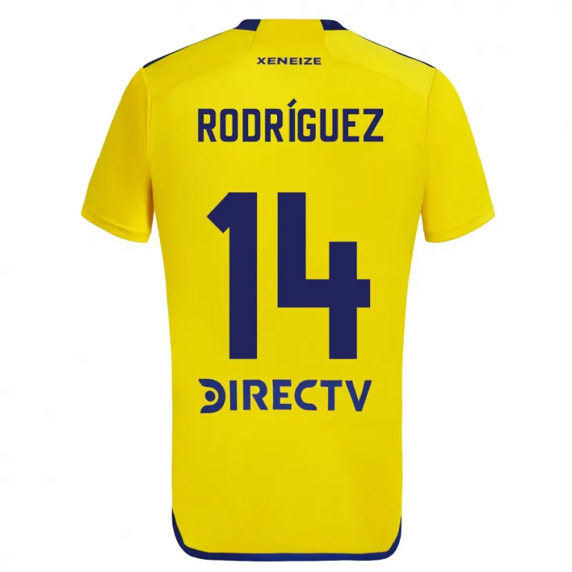 Danxen Homme Maillot Isaías Rodríguez #14 Jaune Bleu Tenues Extérieur 2024/25 T-Shirt