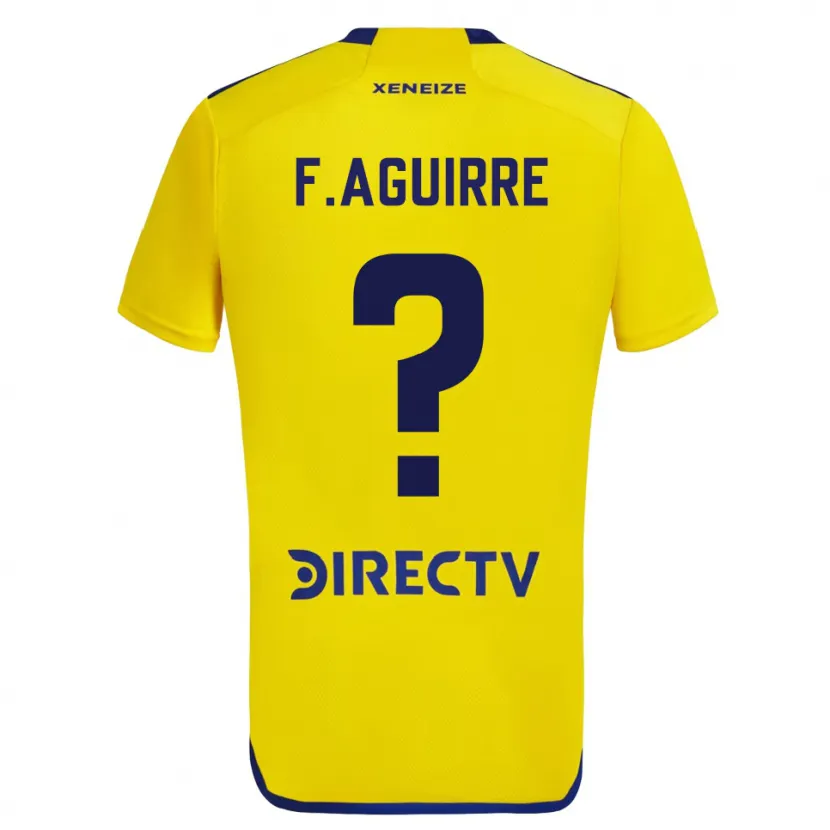 Danxen Homme Maillot Federico Aguirre #0 Jaune Bleu Tenues Extérieur 2024/25 T-Shirt