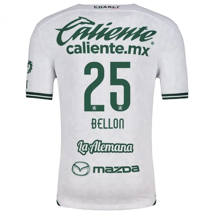 Danxen Homme Maillot Paul Bellón #25 Blanc Vert Tenues Extérieur 2024/25 T-Shirt