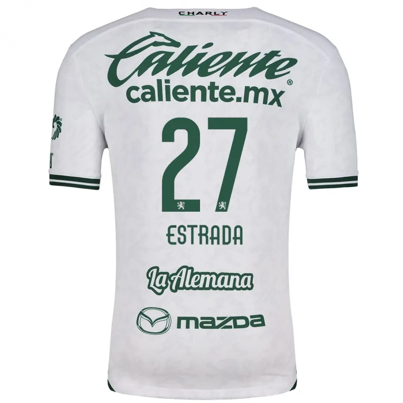 Danxen Homme Maillot Ángel Estrada #27 Blanc Vert Tenues Extérieur 2024/25 T-Shirt