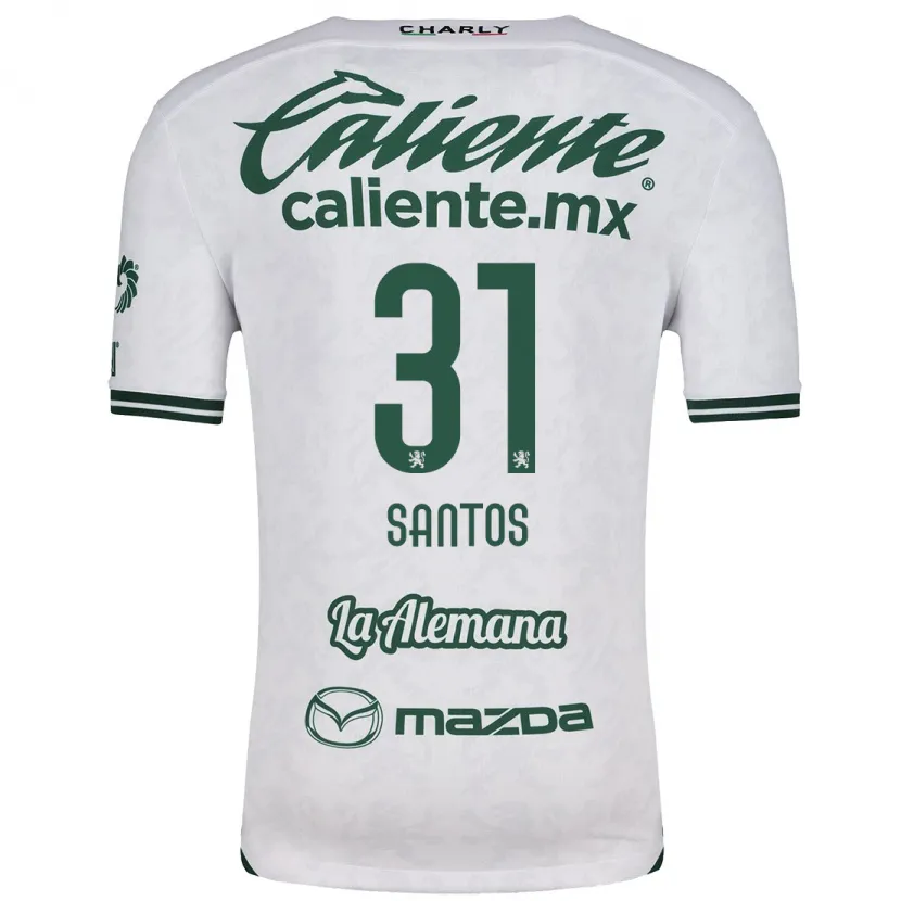 Danxen Homme Maillot Sebastián Santos #31 Blanc Vert Tenues Extérieur 2024/25 T-Shirt