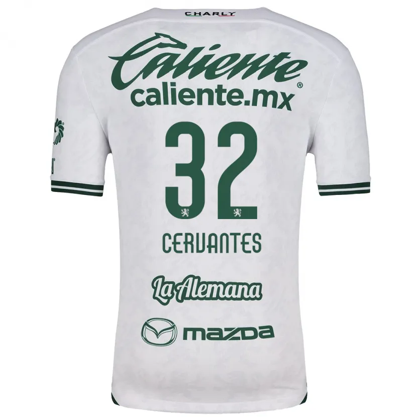 Danxen Homme Maillot Luis Cervantes #32 Blanc Vert Tenues Extérieur 2024/25 T-Shirt