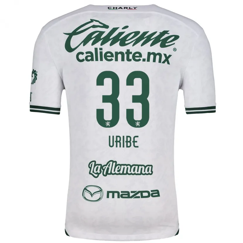 Danxen Homme Maillot Héctor Uribe #33 Blanc Vert Tenues Extérieur 2024/25 T-Shirt